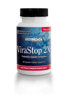 Virastop 2X contains our strongest and most therapeutic blend of proteolytic enzymes to support the immune system. Virastop 2X is two times more potent than Virastop (one capsule of Virastop 2X equals two capsules of Virastop)..